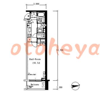 楽器ピアノ可相談 の 賃貸物件 1K 16.2万円の図面１