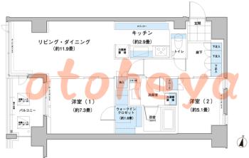 楽器ピアノ可相談 の 賃貸物件 1SLDK 24万円の図面１