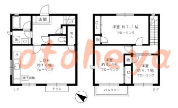 楽器ピアノ可相談 の 賃貸物件 3LDK 19.8万円の図面１
