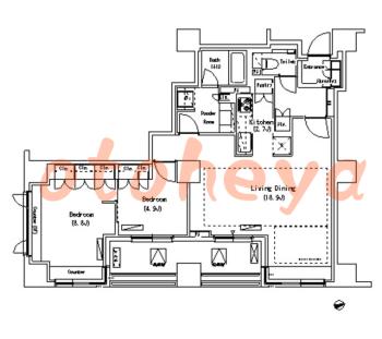 楽器ピアノ可相談 の 賃貸物件 2LDK 57.5万円の図面１