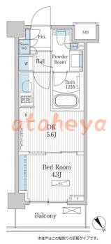 楽器ピアノ可相談 の 賃貸物件 1DK 12万円の図面１
