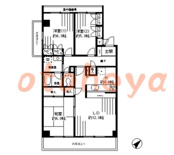楽器ピアノ可相談 の 賃貸物件 3LDK 16.4万円の図面１