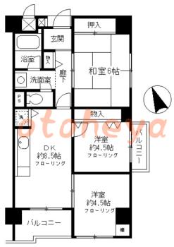 楽器ピアノ可相談 の 賃貸物件 3DK 13.3万円の図面１