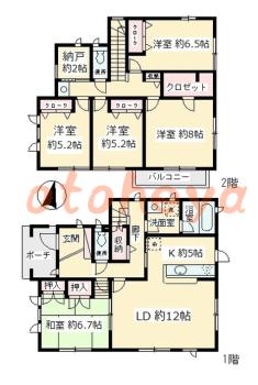 楽器ピアノ可相談 の 賃貸物件 5LDK 26万円の図面１