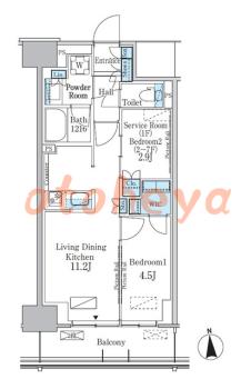 楽器ピアノ可相談 の 賃貸物件 1SLDK 23.2万円の図面１