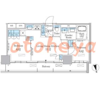 楽器ピアノ可相談 の 賃貸物件 2LDK 20.8万円の図面１