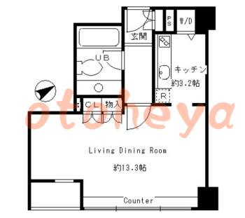 楽器ピアノ可相談 の 賃貸物件 1R 18.9万円の図面１