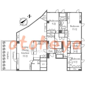 楽器ピアノ可相談 の 賃貸物件 4LDK 140万円の図面１