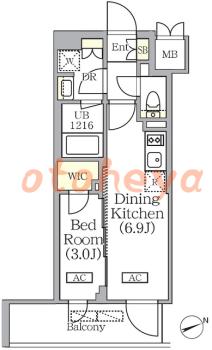 楽器ピアノ可相談 の 賃貸物件 1DK 15.3万円の図面１
