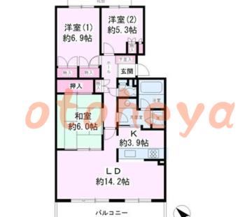 楽器ピアノ可相談 の 賃貸物件 3LDK 18.9万円の図面１