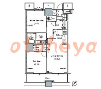 楽器ピアノ可相談 の 賃貸物件 2LDK 27.5万円の図面１