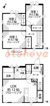 楽器ピアノ可相談 の 賃貸物件 3LDK 17万円の図面１
