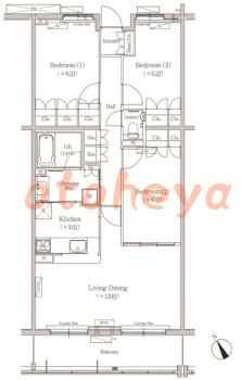 楽器ピアノ可相談 の 賃貸物件 3LDK 32.3万円の図面１