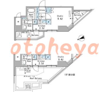 楽器ピアノ可相談 の 賃貸物件 1K 12.8万円の図面１