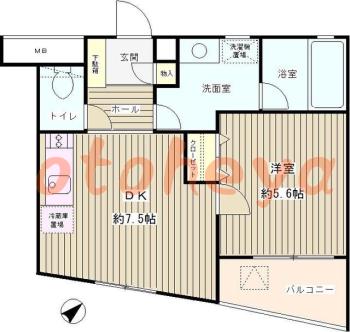 楽器ピアノ可相談 の 賃貸物件 1DK 7.9万円の図面１