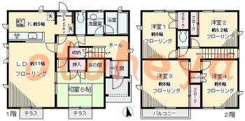楽器ピアノ可相談 の 賃貸物件 5LDK 17.2万円の図面１