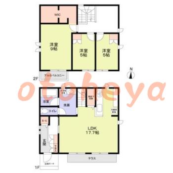 楽器ピアノ可相談 の 賃貸物件 3LDK 31.5万円の図面１