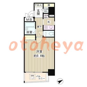 楽器ピアノ可相談 の 賃貸物件 1K 10.4万円の図面１