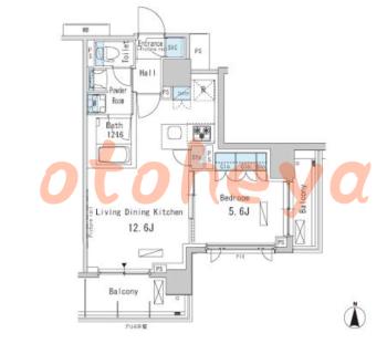 楽器ピアノ可相談 の 賃貸物件 1LDK 18.7万円の図面１