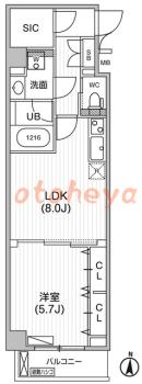 楽器ピアノ可相談 の 賃貸物件 1LDK 17万円の図面１