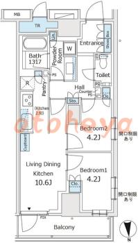 楽器ピアノ可相談 の 賃貸物件 2LDK 22.5万円の図面１