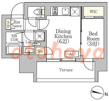 楽器ピアノ可相談 の 賃貸物件 1DK 12.7万円の図面１