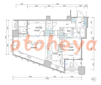 楽器ピアノ可相談 の 賃貸物件 2LDK 46万円の図面１