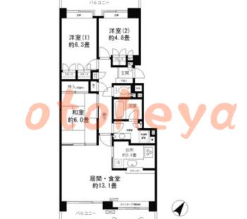 楽器ピアノ可相談 の 賃貸物件 3LDK 16.2万円の図面１