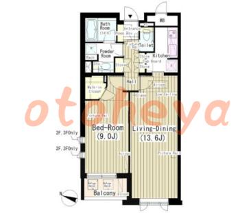楽器ピアノ可相談 の 賃貸物件 1LDK 25.5万円の図面１