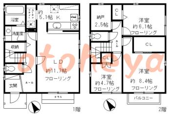 楽器ピアノ可相談 の 賃貸物件 3SLDK 29.5万円の図面１