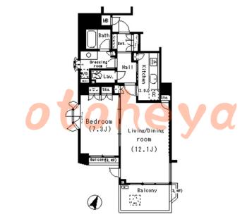 楽器ピアノ可相談 の 賃貸物件 1LDK 27.1万円の図面１