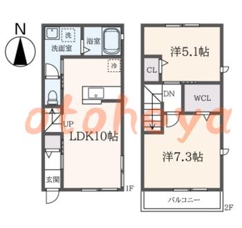 楽器ピアノ可相談 の 賃貸物件 2LDK 12万円の図面１