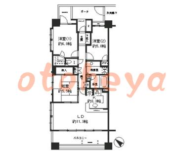 楽器ピアノ可相談 の 賃貸物件 3LDK 20.1万円の図面１