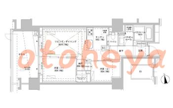 楽器ピアノ可相談 の 賃貸物件 2LDK 30.4万円の図面１