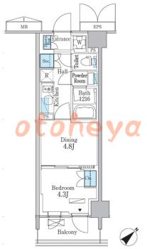 楽器ピアノ可相談 の 賃貸物件 1DK 15.1万円の図面１
