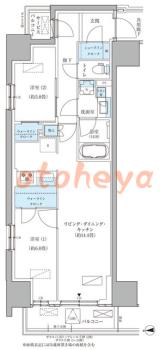楽器ピアノ可相談 の 賃貸物件 2LDK 29.6万円の図面１