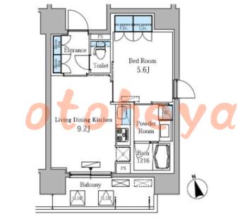 楽器ピアノ可相談 の 賃貸物件 1LDK 18.6万円の図面１