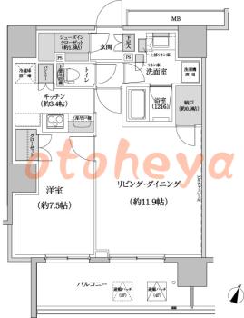 楽器ピアノ可相談 の 賃貸物件 1LDK 24.2万円の図面１