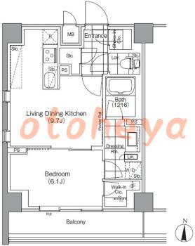 楽器ピアノ可相談 の 賃貸物件 1LDK 16.1万円の図面１
