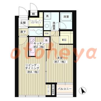 楽器ピアノ可相談 の 賃貸物件 1LDK 16.8万円の図面１