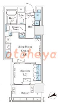 楽器ピアノ可相談 の 賃貸物件 1LDK 23.5万円の図面1