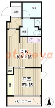楽器ピアノ可相談 の 賃貸物件 1DK 15.8万円の図面１