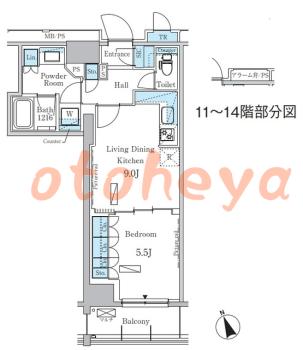 楽器ピアノ可相談 の 賃貸物件 1LDK 19.1万円の図面１