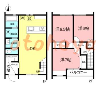 楽器ピアノ可相談 の 賃貸物件 3LDK 16.5万円の図面１