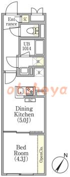楽器ピアノ可相談 の 賃貸物件 1DK 11万円の図面１