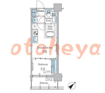 楽器ピアノ可相談 の 賃貸物件 1DK 13.4万円の図面１