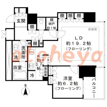 楽器ピアノ可相談 の 賃貸物件 1SLDK 33万円の図面１