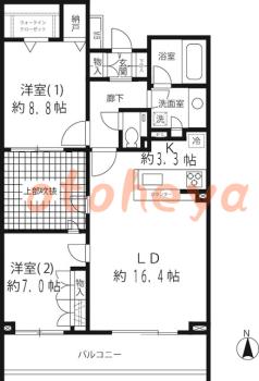 楽器ピアノ可相談 の 賃貸物件 2LDK 29万円の図面１