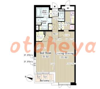 楽器ピアノ可相談 の 賃貸物件 1LDK 25万円の図面１