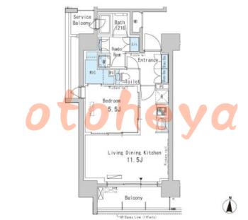 楽器ピアノ可相談 の 賃貸物件 1LDK 22万円の図面１